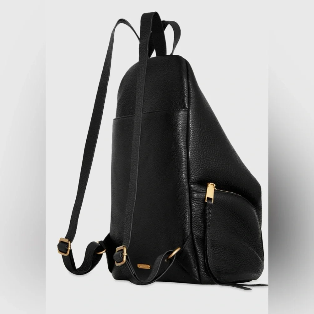 Rebecca Minkoff Black Leather Backpack with Gold Hardware